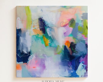 Colorful Modern Wall Art, Bright Abstract Art Prints, Multicolored Original Art, Large Canvas Wall Art | Aurora Muse 249