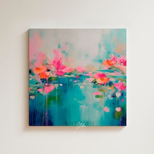 Large Art Print, Colorful Abstract Painting, Large Textured Art Gift with Green Pink, Blue, Colorful Home Decor Art Present | 001