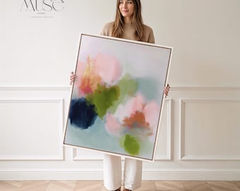 Gerahmtes Kunstwerk · Blau Blush Floral Abstrakt · von Muse Studio · Poppy Dance No. 1082