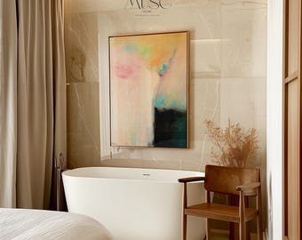 Abstrakte Leinwand Wandbild · Beige Blaue Moderne Kunst · Muse Studio · Summer Sonata No. 1065