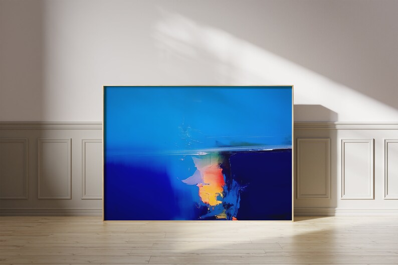 Blue Vibrant Colorful Modern Art Abstract Painting Art Prints, Blue