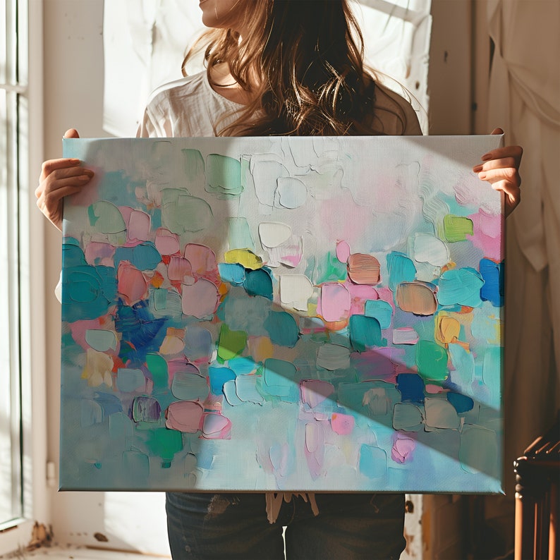 Wall Art, Large Canvas Abstract Art, Baby Blue Pastels, Fine Art Prints