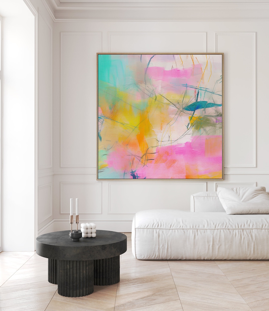 Colorful Modern Wall Art Bright Colorful Art Prints Pink and Teal