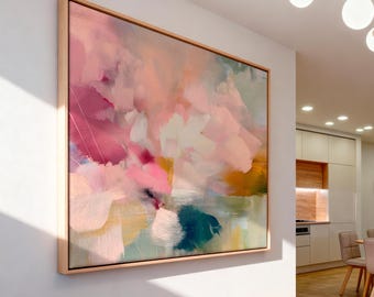 Pastelbloemen abstracte muurkunst · Zacht eigentijds palet · Muse Studio · Blush Garden 1030