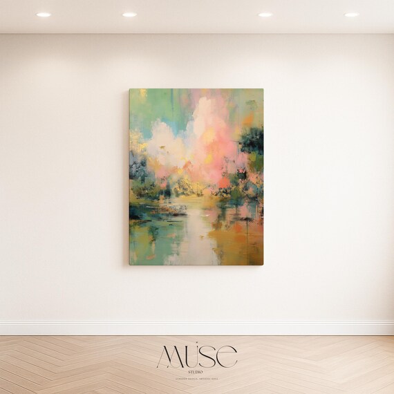 Abstract Wall Art Canvas by Muse Studio • Sunlit Mist in Peach