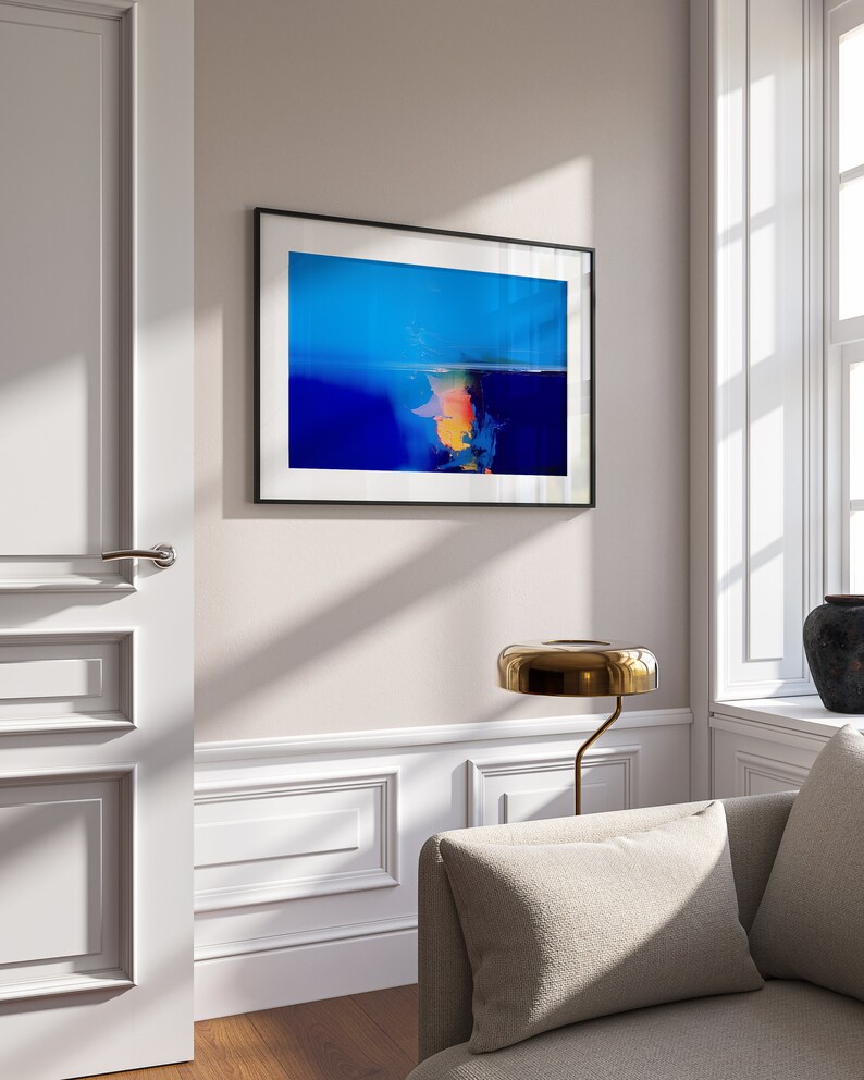 Blue Vibrant Colorful Modern Art Abstract Painting Art Prints, Blue