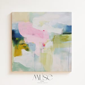 Soft pastel abstract print, light blue and pink wall art, Abstract painting print, Large wall art, Modern wall decor | Aurora Muse 485