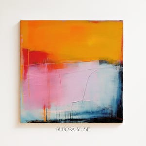 Large Abstract Canvas Print, Colorful Wall Art, Modern Home Decor, Bold Statement Piece, Contemporary Living Room Art, Orange Blue | 107