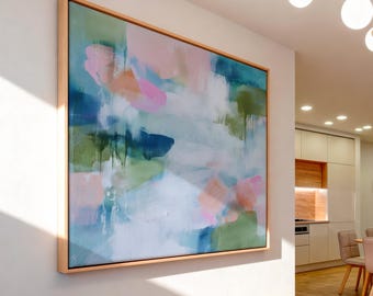 Pastell Botanische Leinwand Kunst · Blush Aqua Sage Dekor für Spa oder Schlafzimmer · Muse Studio · Seerosenblatt Nr. 1041