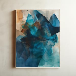 Teal Abstract Wall Art Print | Large Aqua and Turquoise Canvas Painting, Extra Large Colorful Art, Modern Decor for Living Room 345