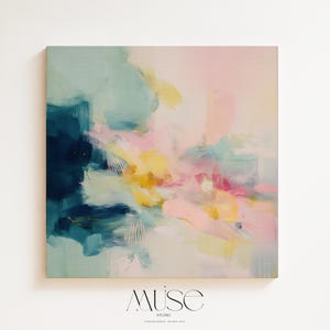 Large abstract blue pink teal painting colorful Canvas, Large Abstract Print painting. Canvas painting, large art print gift for the home