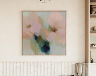 Neutrale botanische Wandkunst · Große gerahmte Leinwand · Muse Studio · Rosa Vento 1086