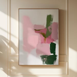 Minimalist Abstract Art Print, Pink and Green Modern Canvas Painting, Large Contemporary Color Block Wall Art, Giclée Print |  281