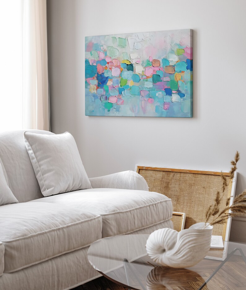 Wall Art, Large Canvas Abstract Art, Baby Blue Pastels, Fine Art Prints