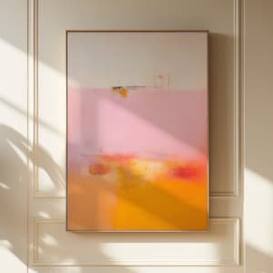 Gerahmte Wandkunst | Abstrakte Malerei | Bunt Giclée Leinwanddruck | Große rosa orange abstrakte Kunst | Boho Wand Kunst | 068
