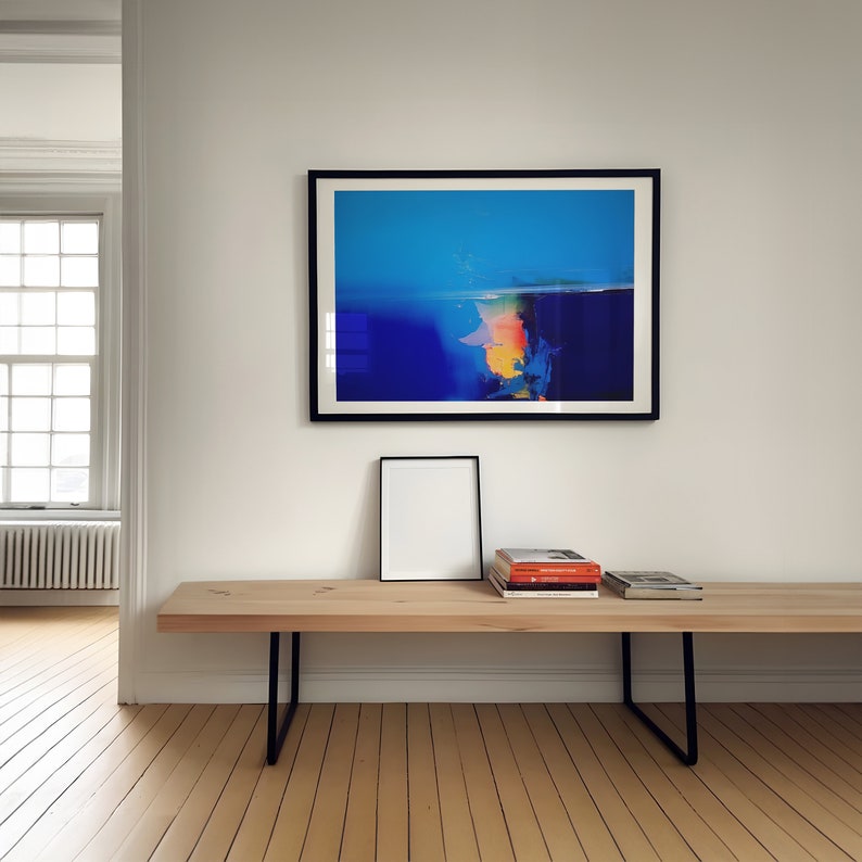 Blue Vibrant Colorful Modern Art Abstract Painting Art Prints, Blue