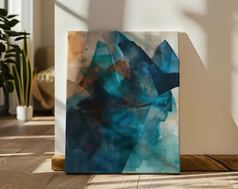 Wall art, abstract painting, large canvas art, giclee print, modern abstract art, art print, beige & teal abstract art | 345