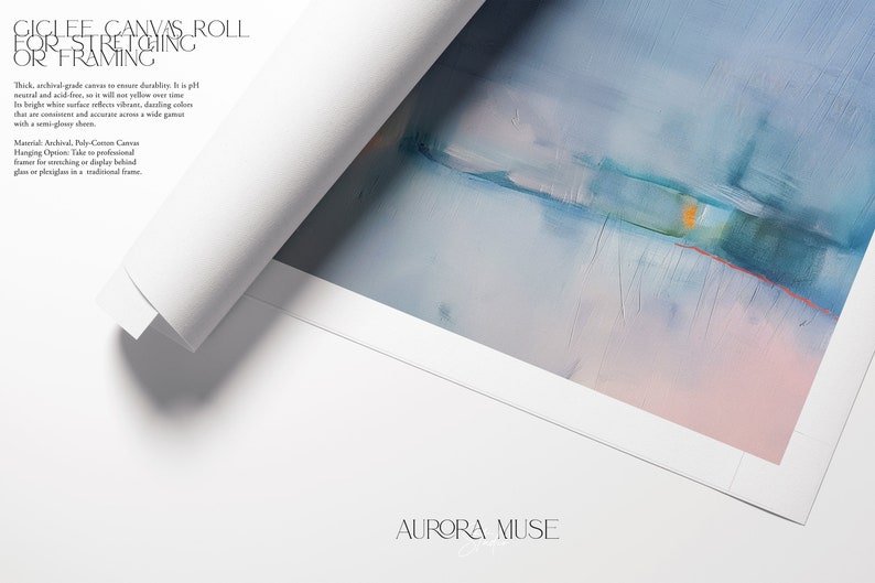 Blue Abstract Painting Large Square Canvas Print, Modern Framed Wall