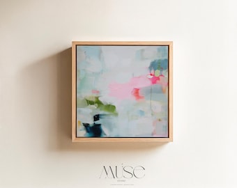 Seerose Abstrakte Wandkunst, Pastell Gartenteich Leinwand Druck, Serene Blumen Natur Gemälde, Sanftes Modernes Dekor Wiesennebel No.373