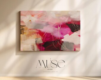 Burgundy Abstract Wall Art, Moody Painting, Modern Living Room Decor, Large Canvas Print, Contemporary Office Art, Romantic Wall Decor • 514