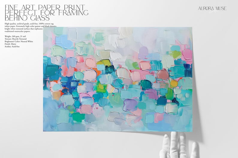 Large Abstract Blue Pink Green Painting Colorful Canvas, Large Abstract