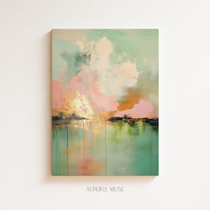 Wall art, abstract painting, large canvas art, giclee print, modern abstract art, art print, sage green abstract art | Aurora Muse 311