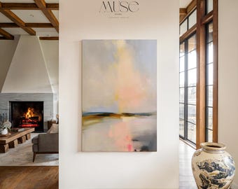 Abstrakte Wandkunst in Pastellfarben · Küstenlandschaft auf Leinwand · Muse Studio · Ruhige Meereslandschaft Nr. 1083