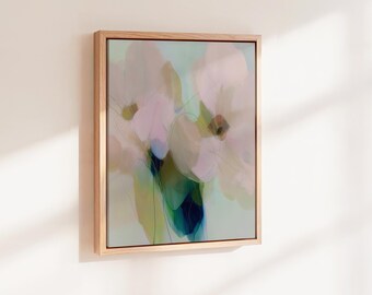 Sanfte botanische Wandkunst · Pastellfarbene gerahmte Leinwand · Muse Studio · Celadon Bloom No. 1089