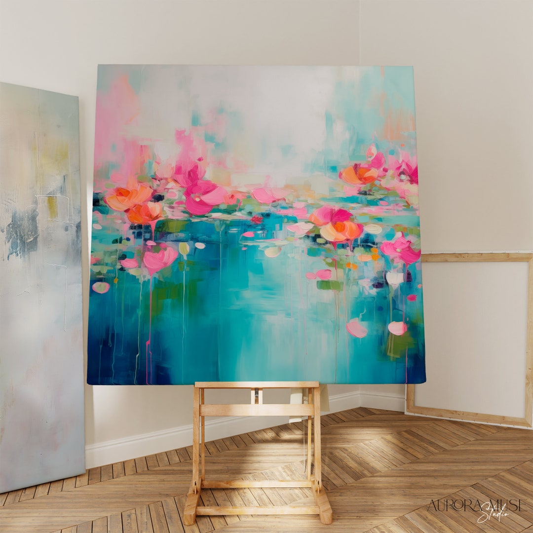 Floral Wall Art, Pink Wall Art, Abstract Art Print, Large Canvas Art
