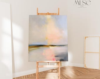 Pastell Abstrakte Wand Kunst · Küsten Landschaft · Muse Studio · Seaside Serene No. 1083