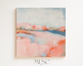 Sunlit Drift · Lienzo decorativo de gran tamaño · Horizontal · Coral + Azul cielo · Muse Studio 384