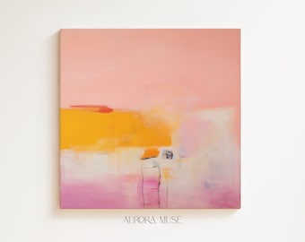 Abstrakter Leinwanddruck „California Boho“, großformatiger Giclée-Druck in Pink und Orange, moderne, farbenfrohe Wanddekoration, Aurora Muse Nr. 070