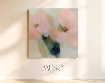 Pastell Blumen Wandkunst · Quadratische Leinwand · Rosa Vento 1086 von Muse Studio & Co.