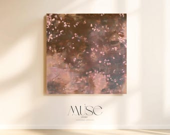 Square Canvas Art in Earthy Brown and Muted Blush · Organic Minimalist Moody Botanical Aesthetic · Oaken Petal No. 1124 by Muse Studio & Co.