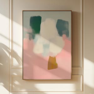 Wall art, abstract painting, large canvas art, giclee print, modern abstract art, art print, Contemporary Sage Green + Pink art | 362