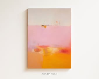 ウォールアート、抽象画、大型キャンバスアート、ジクレープリント、モダン抽象画、アートプリント、ピンクオレンジ抽象画 | Aurora Muse 068