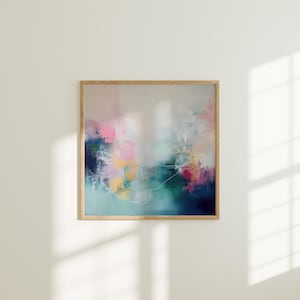 Square Wall Art Print – Soft Pink & Blue Abstract • Dreamy Contemporary Artwork for Designer Interiors and Modern Home Decor | 202