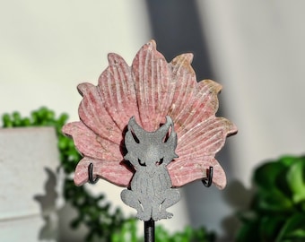 九尾の狐瑪瑙水晶彫刻｜幸運と守護の天然石置物 - Etsy 日本