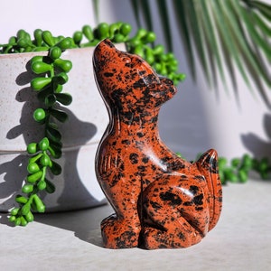 Wunderschöne Mahagoni Obsidian Wolf Schnitzerei