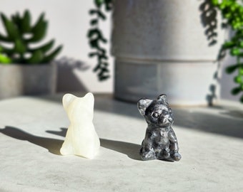 Cute Mini French Bulldog Carvings - Larvikite - Calcite - Crystal Dog - Crystal Puppy
