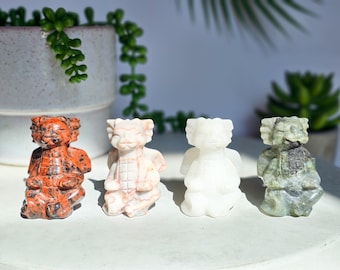 Lindas esculturas de cristal de dragão meditativo - Dragões de Cristal