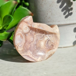 Gorgeous Flower Agate Cat shaped Bowl - Trinket Dish