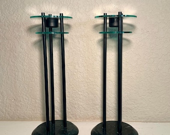 Postmodern, Art Deco, 1980s Memphis style candle holders.