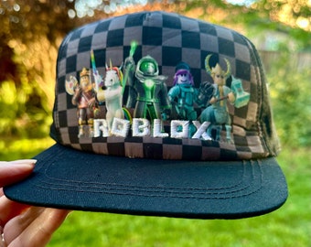 Roblox Snap-Back Cap Black & Gray Checker Board with Characters. Never worn.