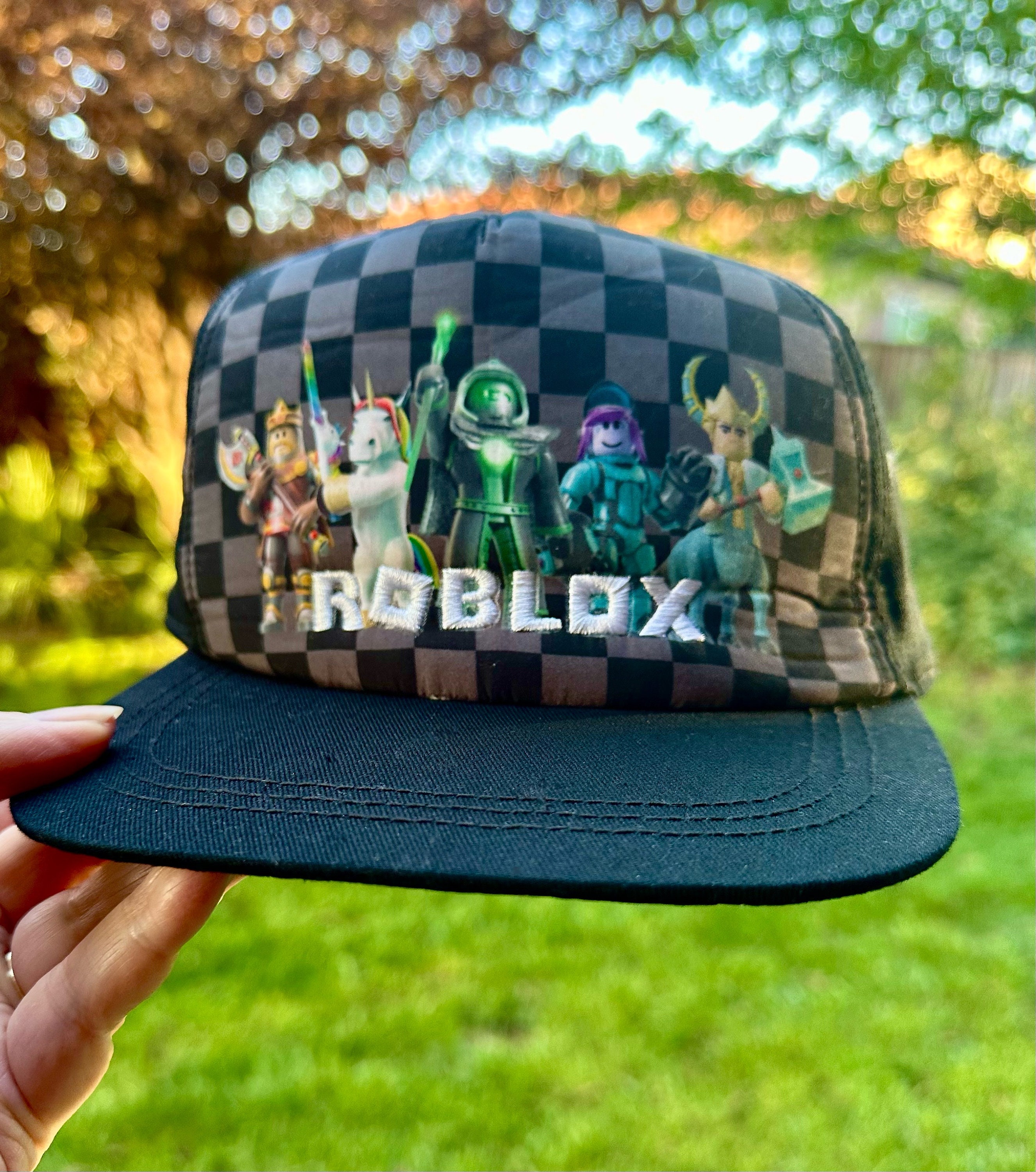 Blue Hat Roblox Roblox Blue Cap Roblox Snap-back Cap Black Gray