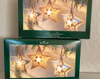 2 New boxes of 3 Hallmark QLM7982 Starlight Starbright Ornament c2005