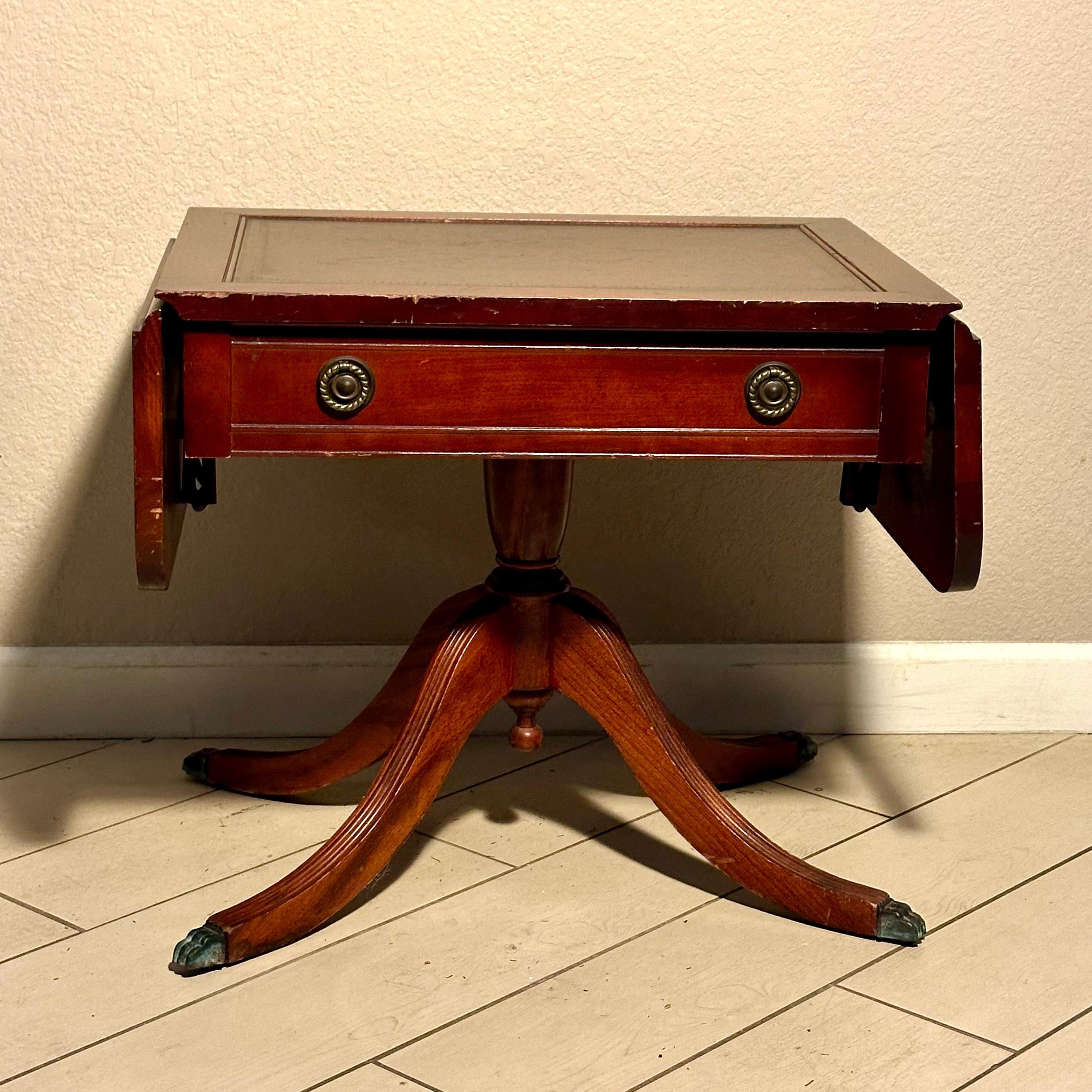 1940s Duncan Phyfe, (style?) anti-tarnish silverware chest drop leaf table.