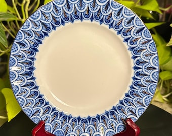 Vintage Imperial Lomonosov LFZ Russia Salad Plate Cobalt Blue & Gold Porcelain Dessert Plate 7” Soviet Era
