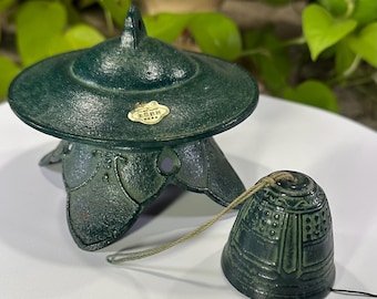 Farol de carillón de viento Furin de hierro fundido Nanbu Tekki vintage, campana de templo Morioka de Japón, decoración de jardín zen