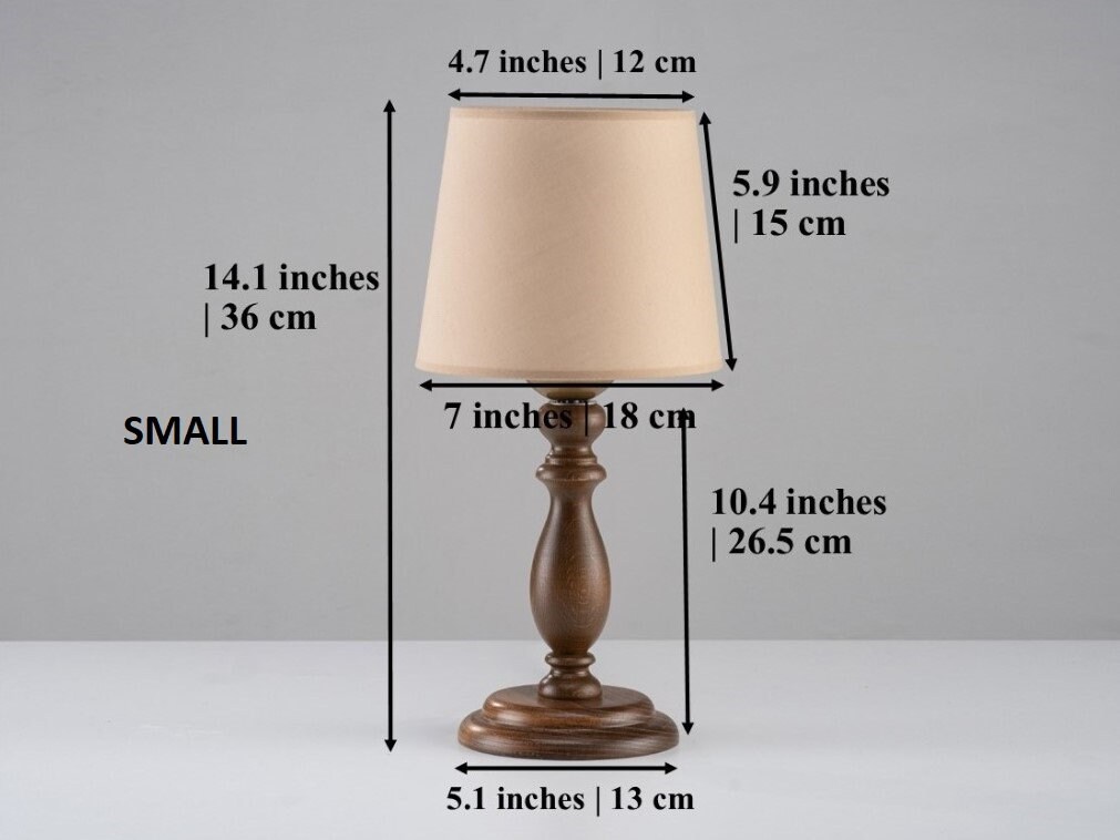 Small Table Lamp, Wood Table Lamp, Wood Bedside Lamp, Vintage Table ...